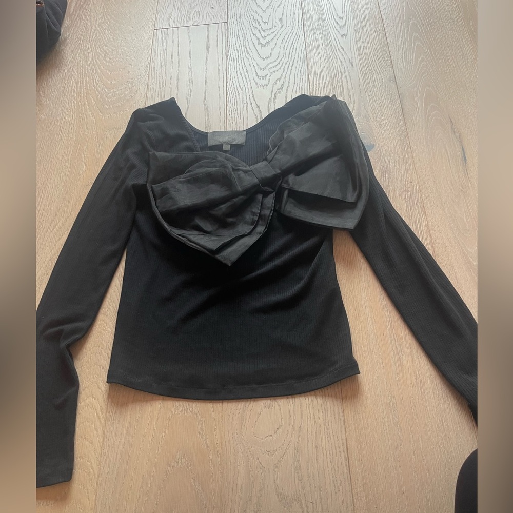 Anthropologie black sweater with big bow